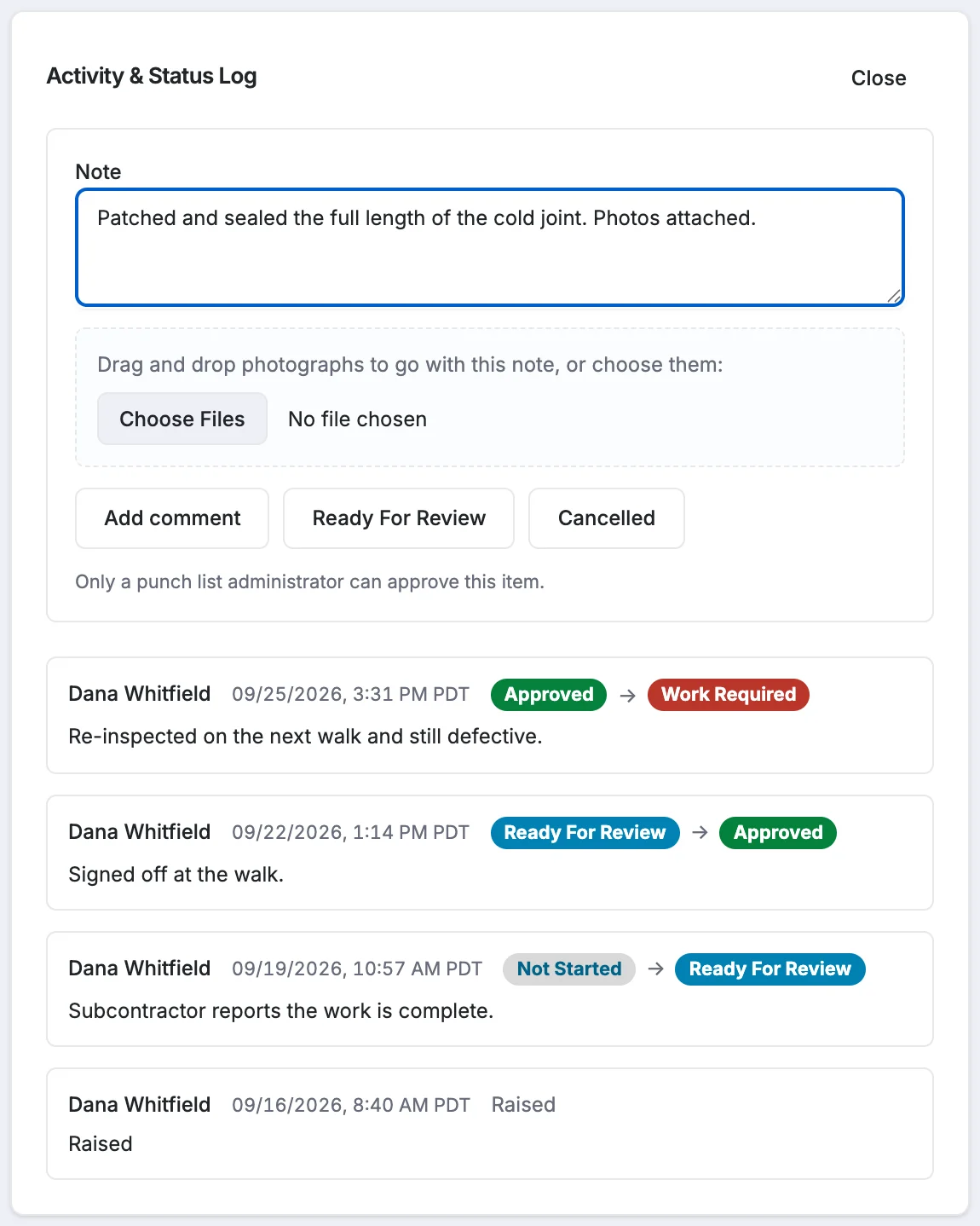 The comment box as a subcontractor sees it