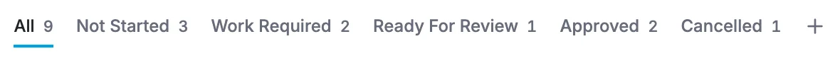 The status tabs